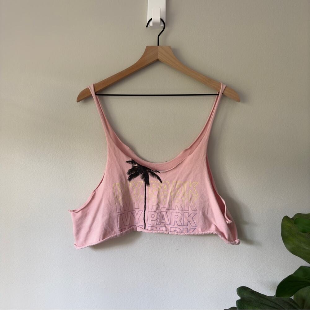 Ivy Park 100% Cotton Cropped Palm Tree Logo Tank Top Loose Fit Lightweight Cut S